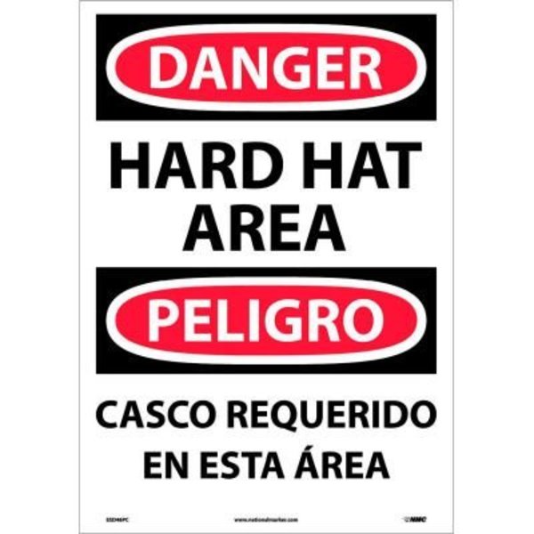 National Marker Co Bilingual Vinyl Sign - Danger Hard Hat Area ESD46PC